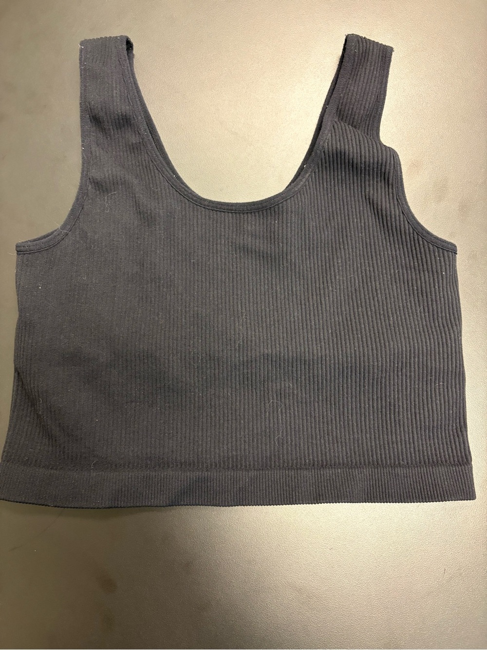 Forever 21 Black Ribbed Scoop Crop Tank